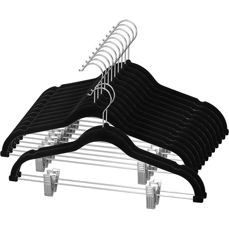 Velvet Skirt Hangers 5Pack Velvet Hangers with Clips Ultra Thin Non Slip Velvet Pants Hangers Space Saving Clothes Hanger