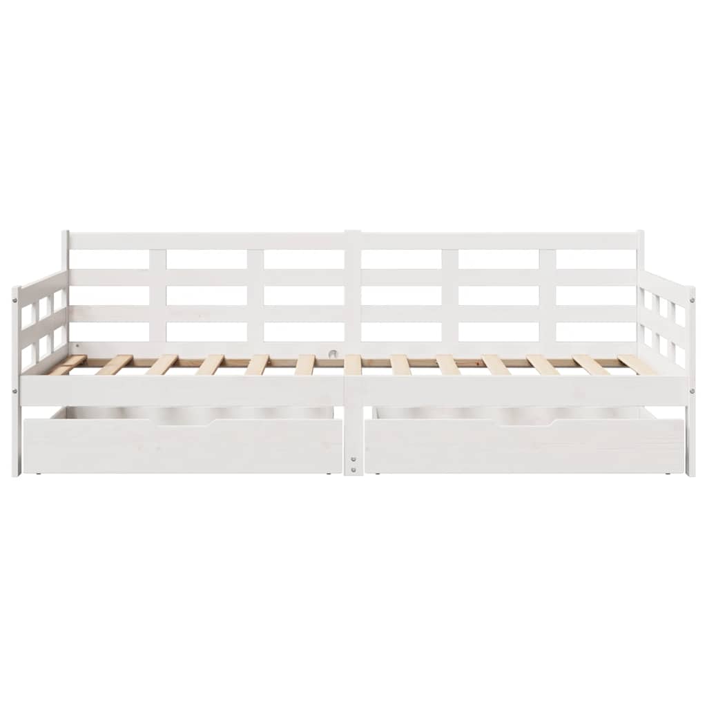Vidaxl Daybed with Drawers, White, 80X200 Cm, Pine Wood