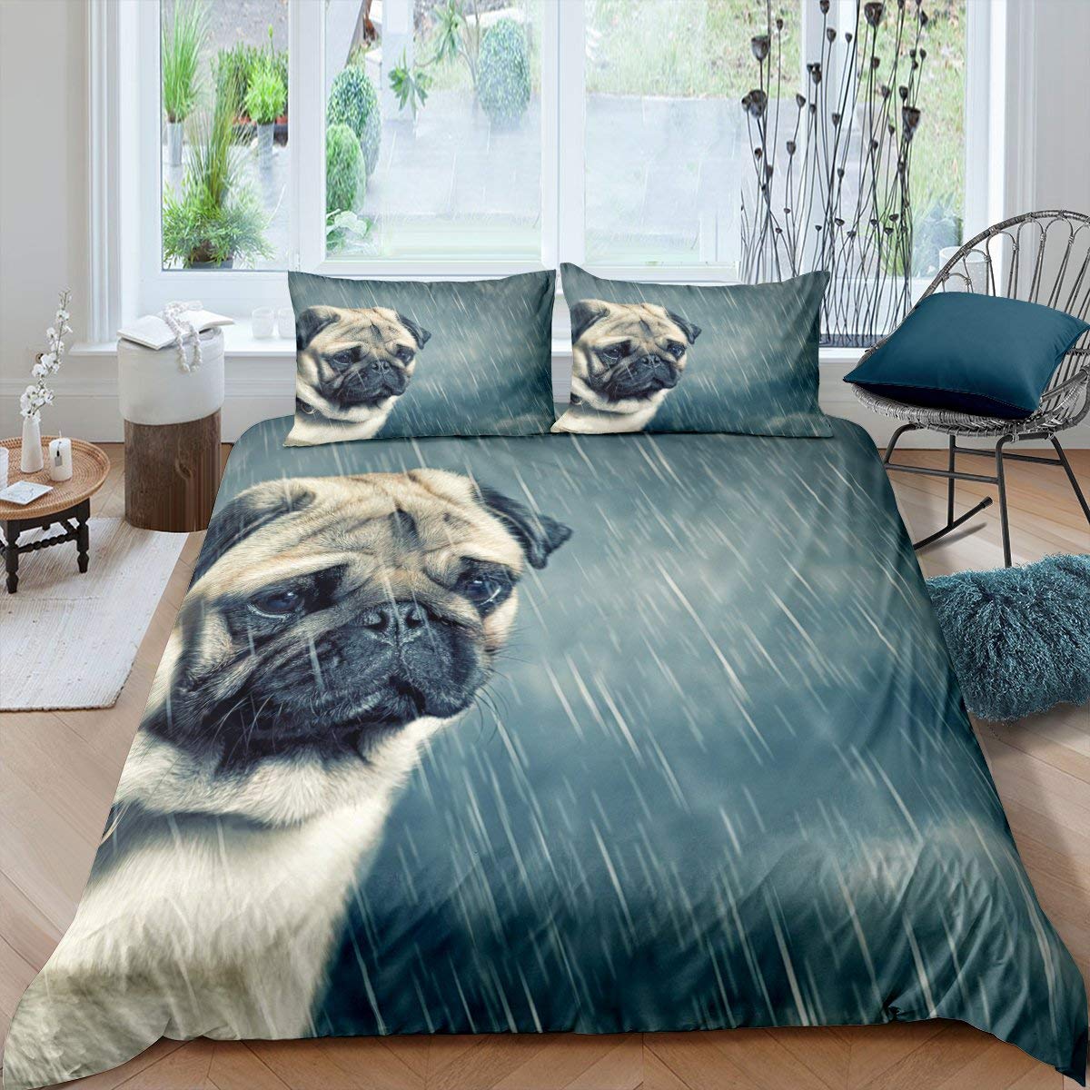 

Комплект пододеяльника Dog Side And My Side Full для мальчиков и девочек, кавайный комплект постельного белья с принтом щенков, милый комплект с пододеяльником с принтом животных, мопса EU single(135x200cm)