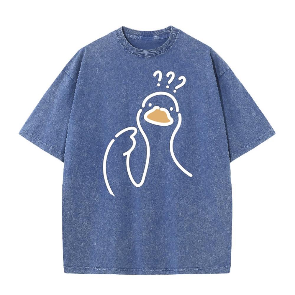 A Goose Full Of Doubts Graphic T-Shirt Summer O-Neck Short Sleeve Tee Retro Loose Casual Tops