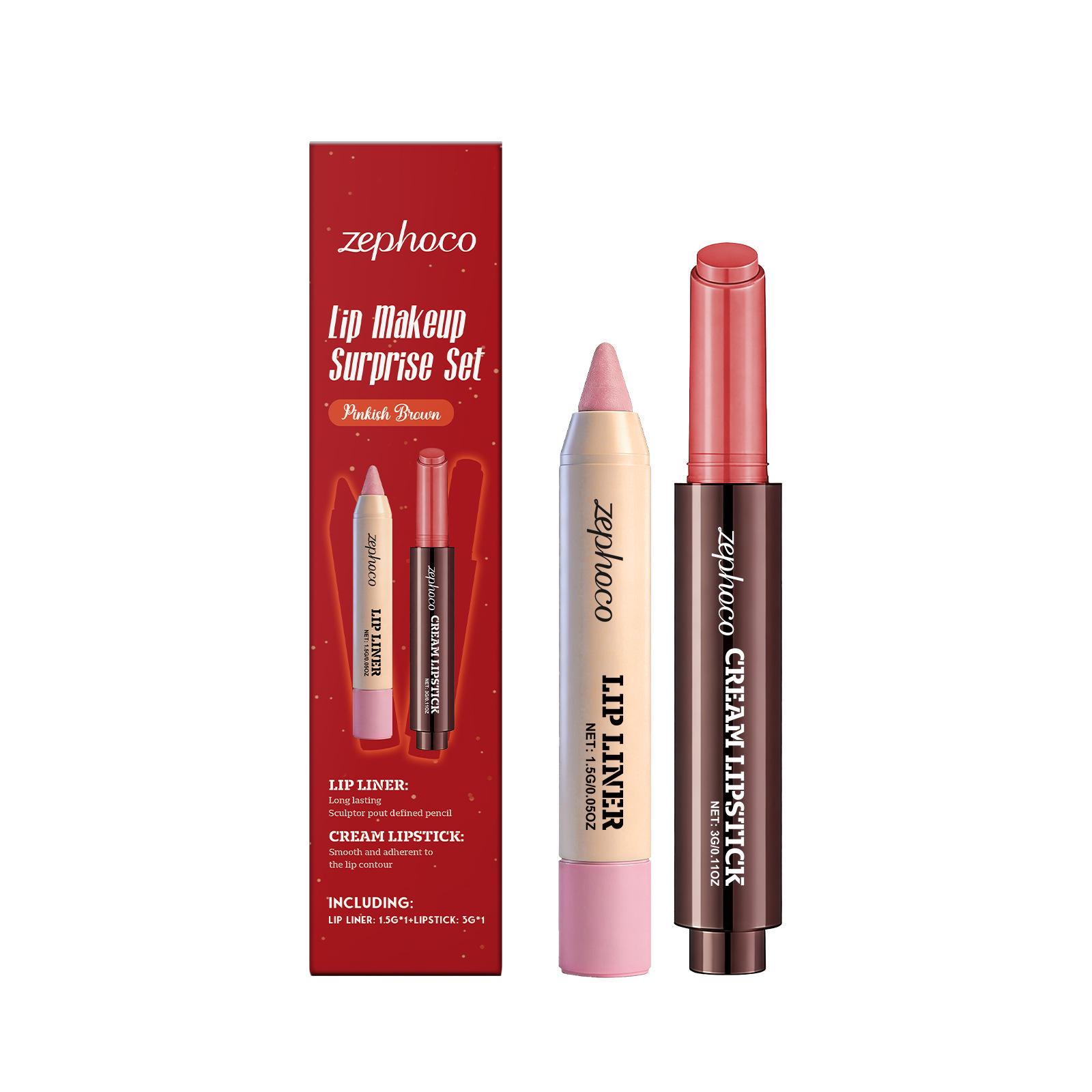 Zephoco Qi Yun Lip Set (Pink Berry Red Brown) - Silky Finish for Full, Defined Lips