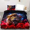 3pcs Bedding Set Wild Lion with Blue Red Rose 3D Print Comfortable Duvet Cover King Queen Twin Single Size Bithday Gift for Boys