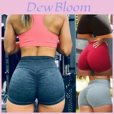High Waist Yoga Shorts With Push Up Ruched Design For Gym Workouts**