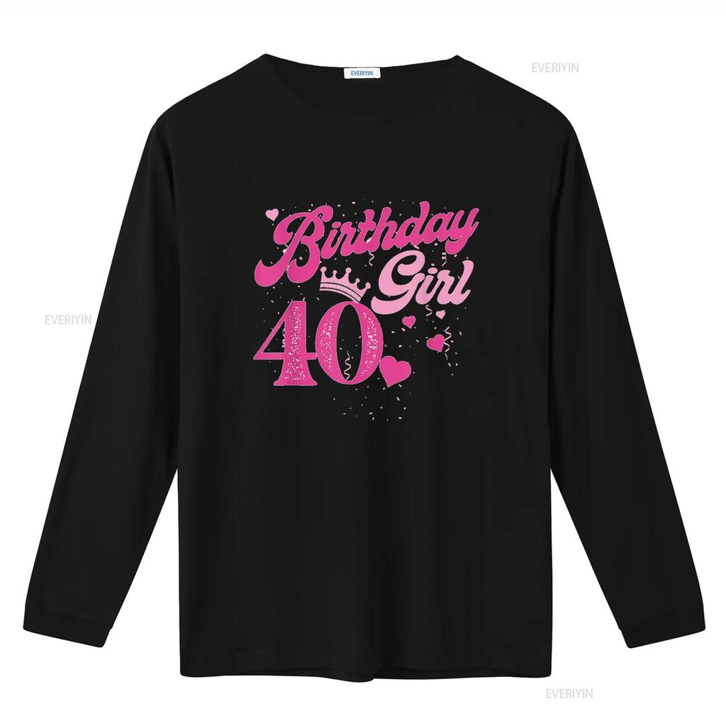 40th Birthday Girl Crown 40 Years Old Bday T Shirt vintage Washed Stretched Stylish Breathable Top For Everyday Wear homme