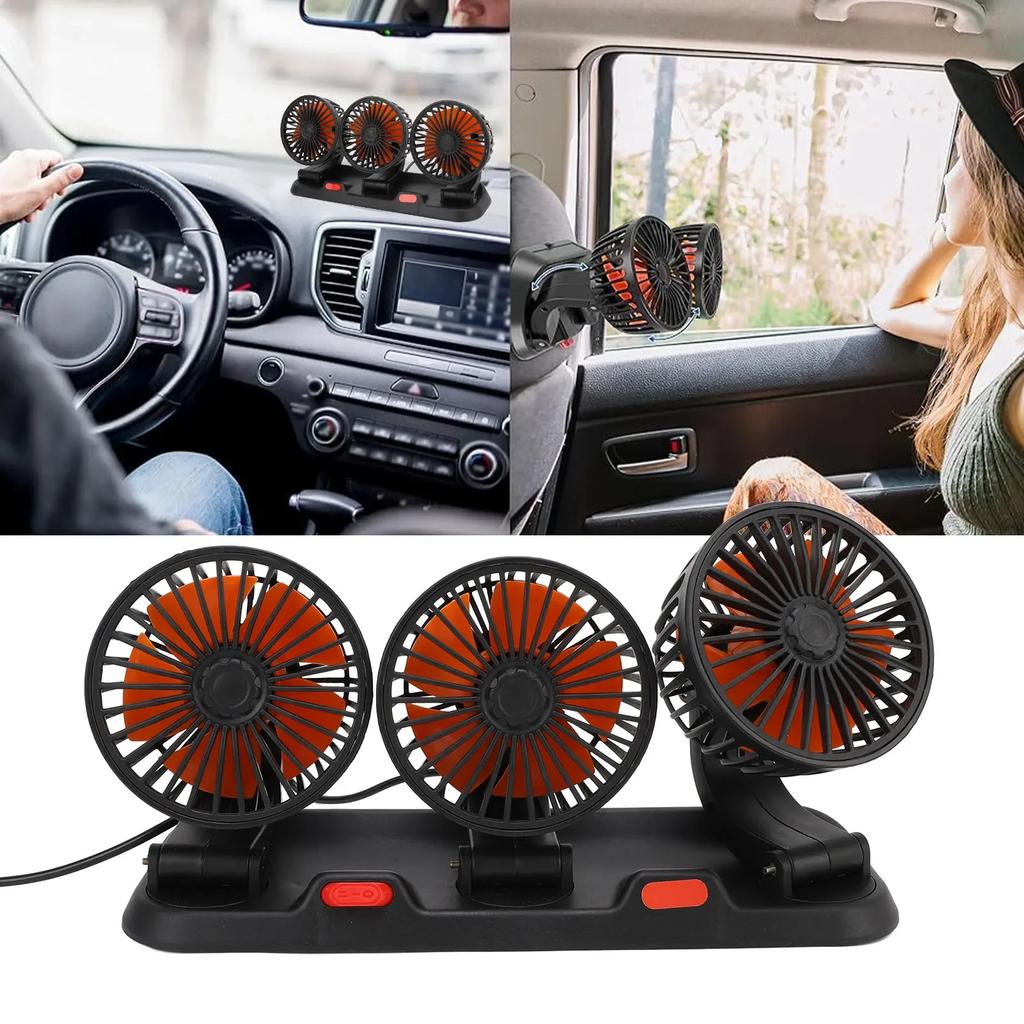 Car Adjustable 1/3 Head Air Fan Fan 2 Speed 360 Degree Rotation Silent Portable Car Cooling Fan For Home Desk Office&Car
