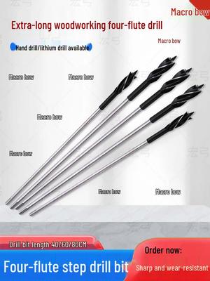 Extra-Long Twist Drill Bit for Deep Woodworking Holes
