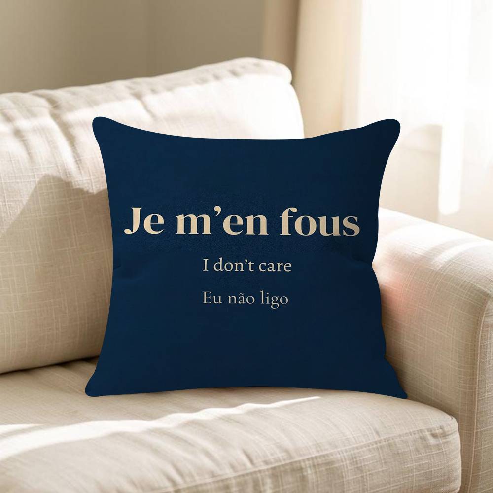 Je Men Fous French Quote Pillow Cushion Cover Pillowcase Living Room Sofa Home Decor Customized
