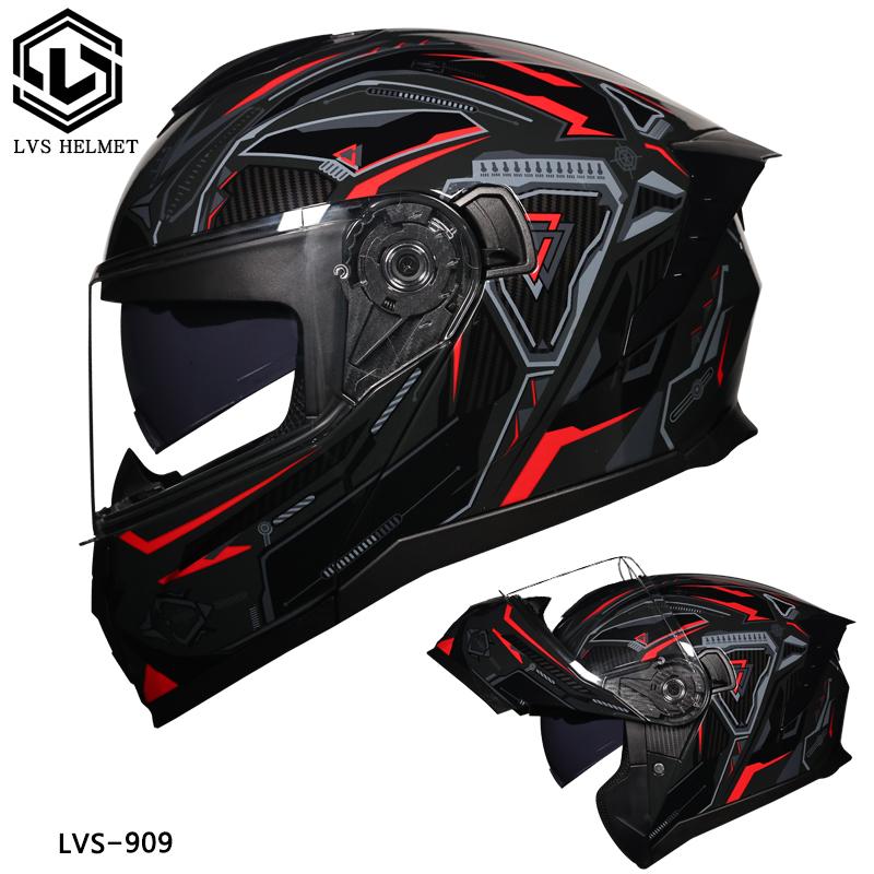 Motorcycle helmet, men's and women's all season universal flip face helmet, double mirror semi full coverage motorcycle, persona