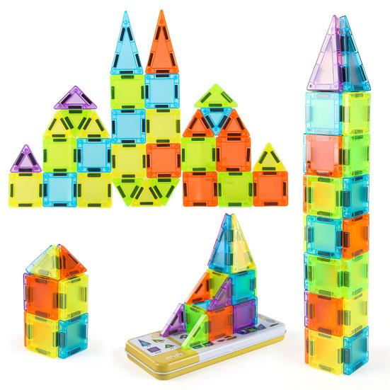 29/50Pcs/Set Colorful Magnetic Tile Kit Clear Geometric Shape Building Block Magnet Preschool Educational
