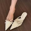 Women's Thin-heeled Baotou Slippers Summer New Sharp Head Shallow Mouth Metal Buckle Anti-slip Wear-resistant High Heels