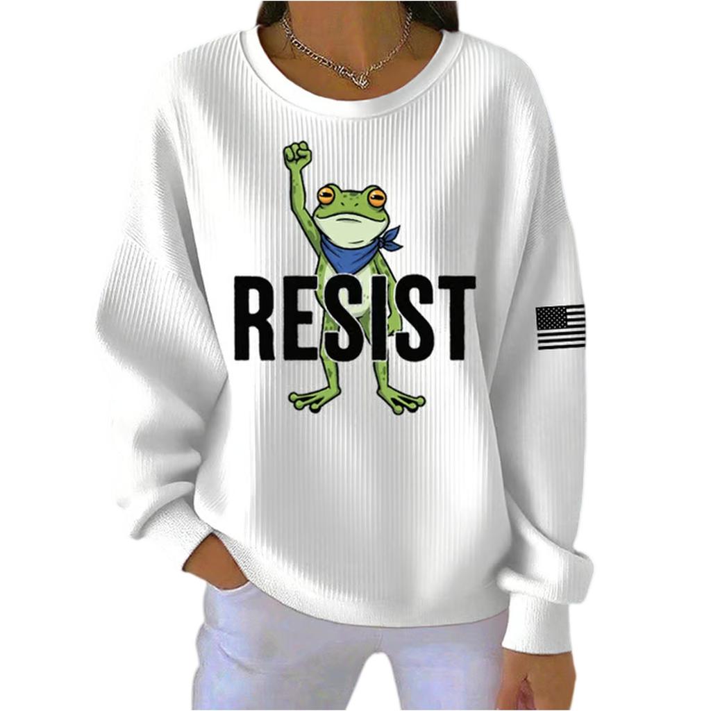 Women's Loose Comfortable Casual And Fashionable Round Neck Pattern Long Sleeved Sweatshirt
