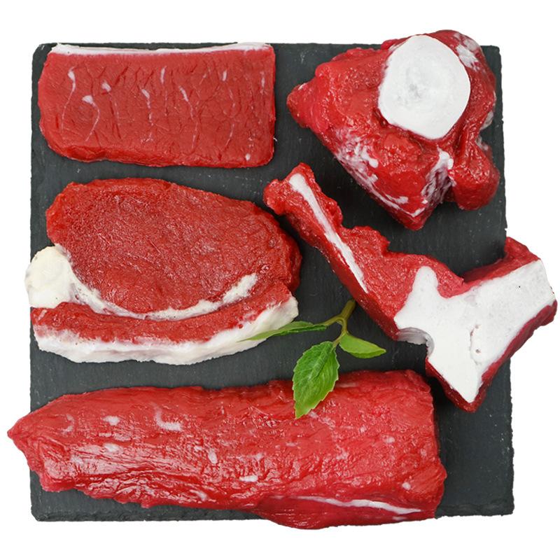Simulation Meat Fake Food Plastic Artificial Beef Chops Lifelike Pork Steak Model Kitchen Market Restaurant Display Photography
