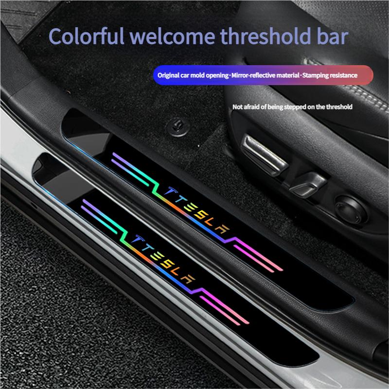 4Pcs For Tesla Model 3 Model X Model S Model Y Car Sticker Auto Door Trunk Protective Strip Anti Scratch Decal Accessories