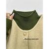 Women's Slim-Fit Long-Sleeve Half-High Neck Knitted Top - Whitening Dark Green, Autumn/Winter, Versatile for Single or Layered Wear.