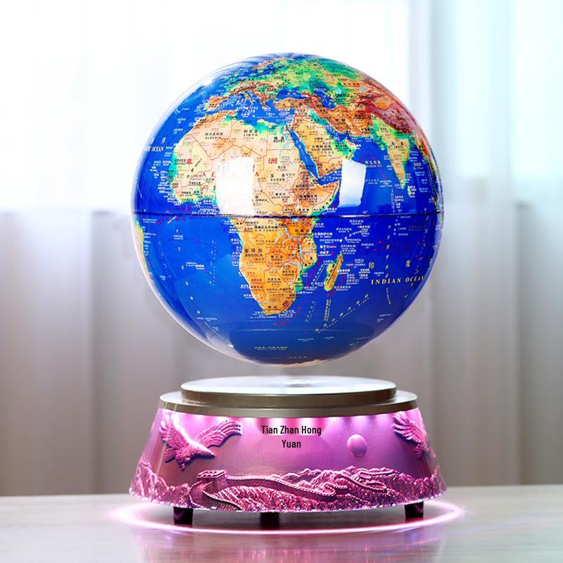 12-inch Illuminated Magnetic Levitation Globe: Handcrafted Living Room Ornament with Advanced Black Technology.