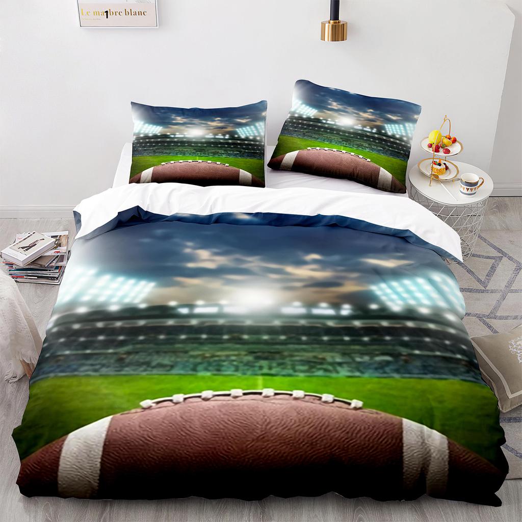 American Football Duvet Cover Set Queen/Full/King Size Skull Bedding Set 3pcs for Kids Boys Teens Sports Gaming Comforter Cover
