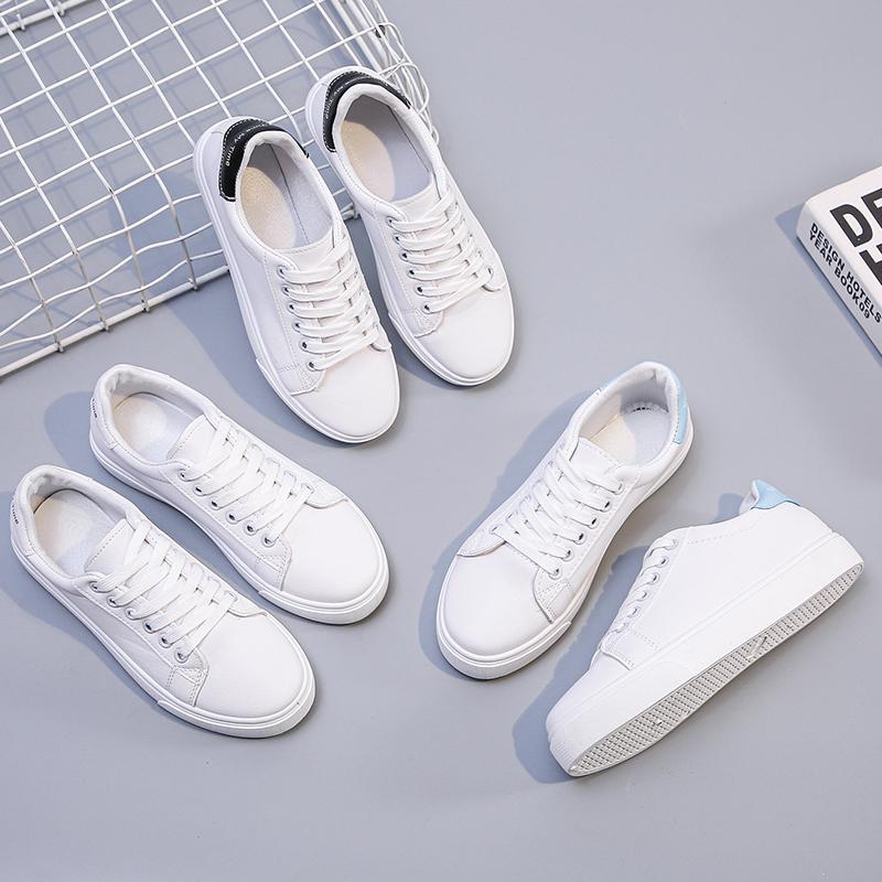 Moda noi pantofi de tip boutique pentru femei, pantofi sport casual, pantofi albi cu vârf rotund cu șireturi, mers și alergare în aer liber