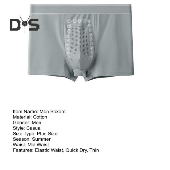 Boxer da Uomo Rete Tasca Sporgente Sottile Senza Cuciture Cotone Vita Media Alta Elasticità Colore Unico Assorbi Umidità Mutande da Uomo Intimo Quotidiano Sportivo