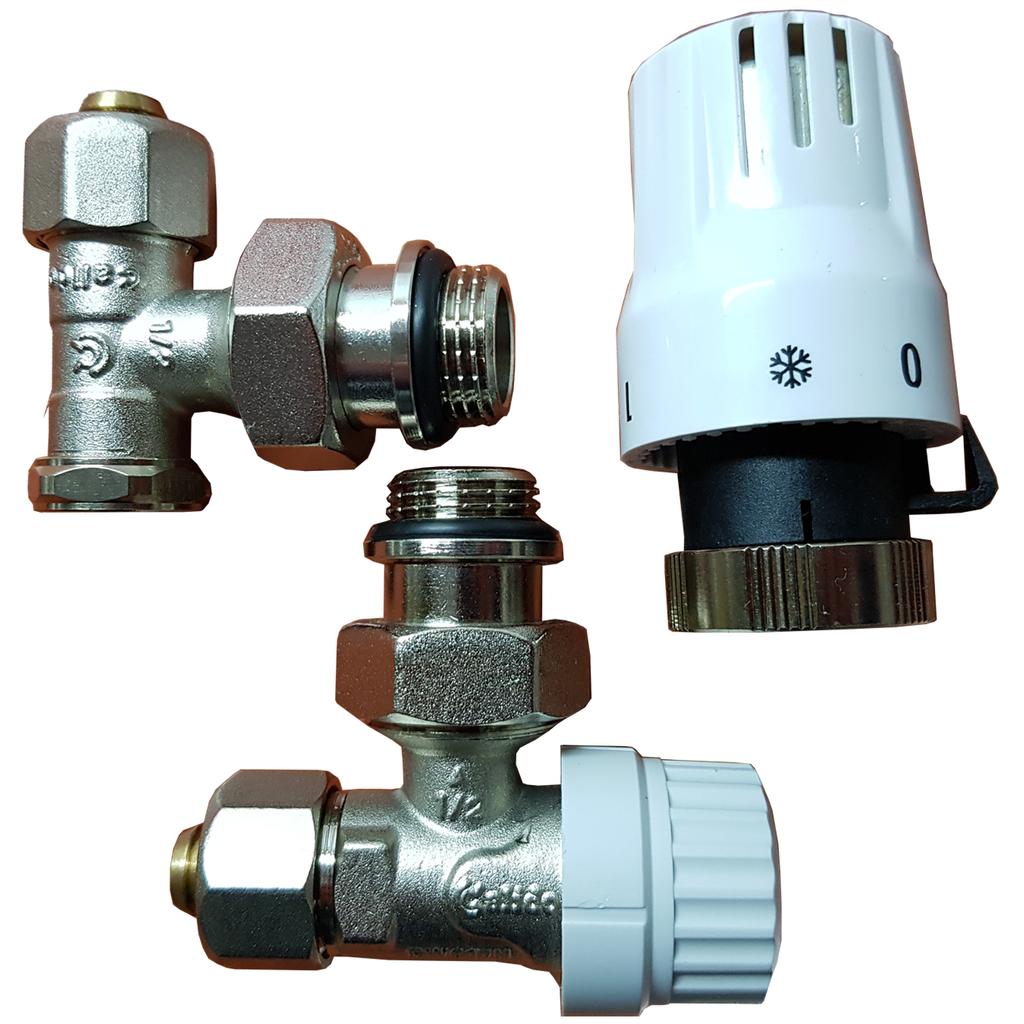 Angled Thermostatic Set (Supply, Return, Head), Pex Connection