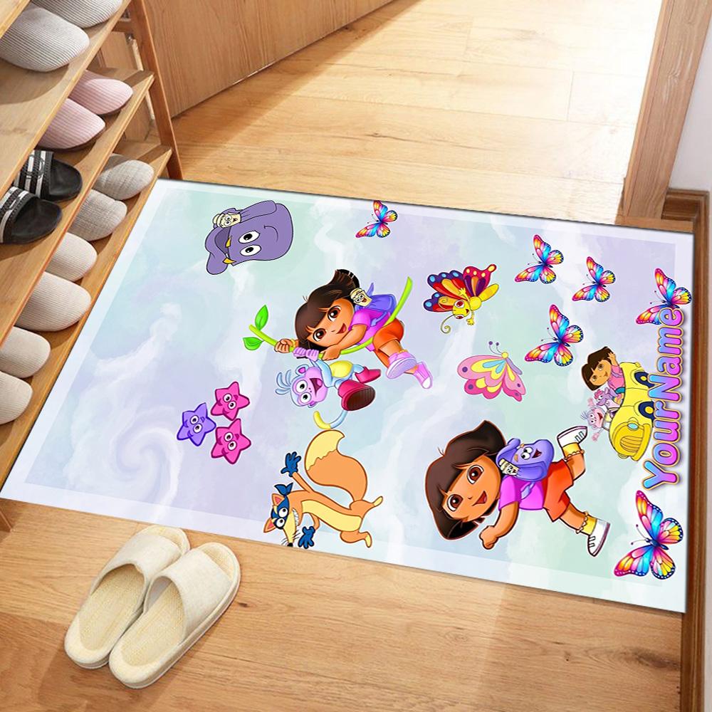 Dora Explorer Customizable Name Floor Rug Office Rug Design for Kitchen Foyer Decorate room Living Rooms Antislip Carpet Anime Office Decor