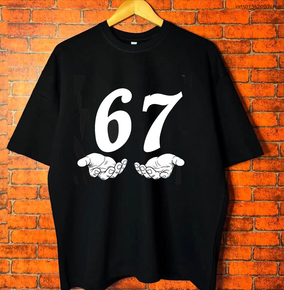 

Men Women Clothing Casual Cotton T Shirts Six Seven 6 7 Meme Funny Hands Tshirt High Street Trend Fashion Short Sleeve Tshirts M