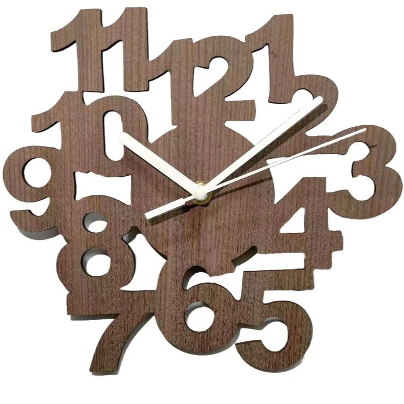 

10-дюймовые европейские деревянные креативные бесшумные часы с полой резьбой, индивидуальное украшение, настенные часы для кабинета, спальни 10 inch