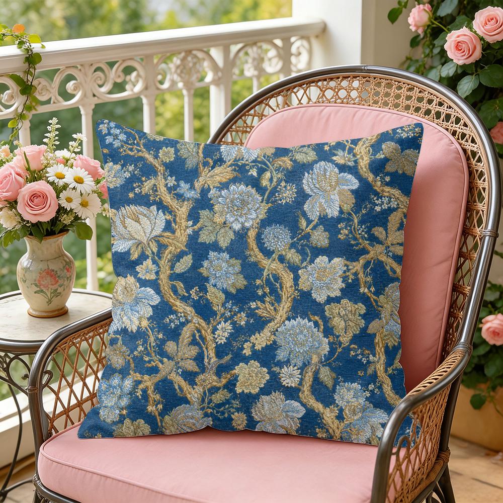 Vintage Textile Floral Fabric Cushion Cover Silky Short Plush Invisible Zipper Dustproof Sofa Pillow Case For Home Decor
