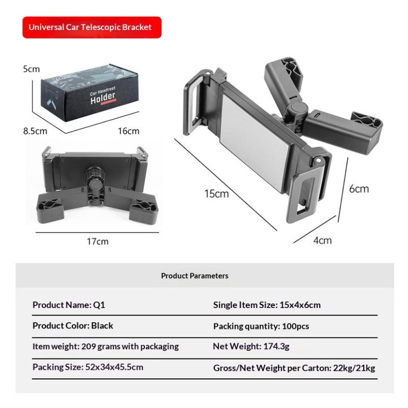 Universal Car Headrest Tablet Mount Holder 360 Degree Rotating For Pad Stand Auto Rear Seat Pillow Bracket Travel Portable