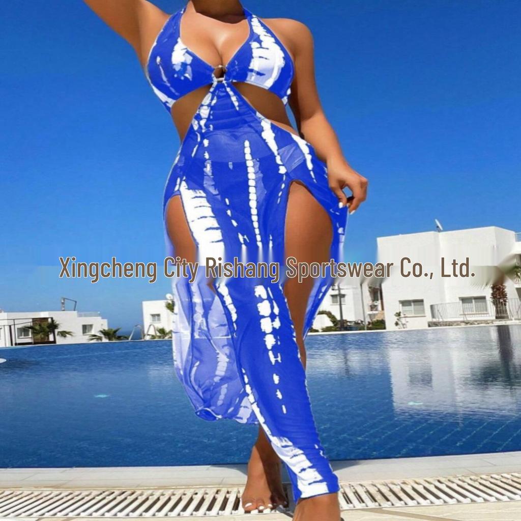 European & American Sexy Split Bikini Swimwear: Three-Piece Set with Beach Long Dress