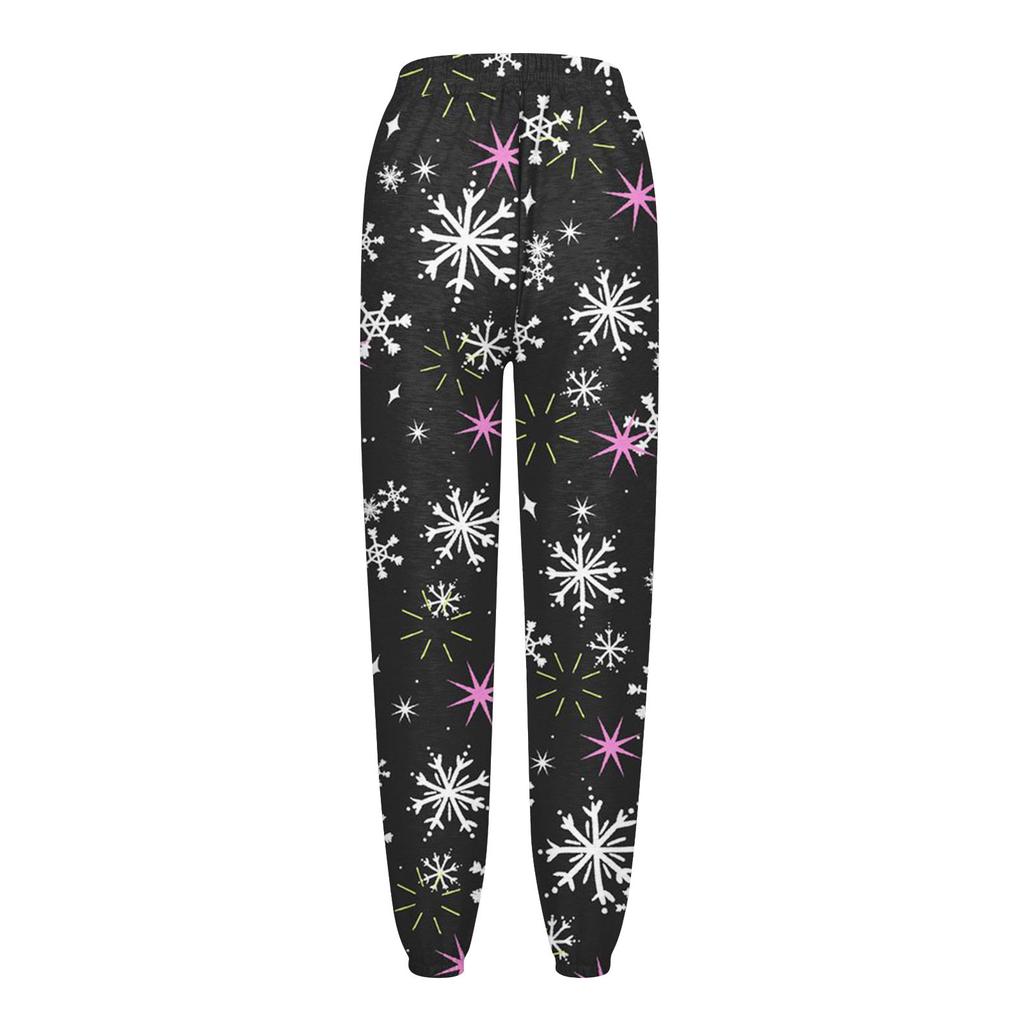 Women's Casual Fashion Christmas Printed Casual Sweatpants Elastic Waist Drawstring Pants