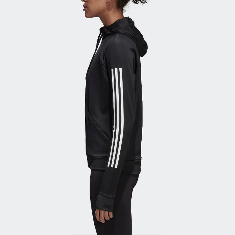 Adidas Casual Sports Training Knit Hooded Jacket Women Outerwear Black BK7675