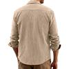 Men's Casual Solid-color Corduroy Button Shirt, Men's Lapel Long-sleeved Trendy Loose Shirt