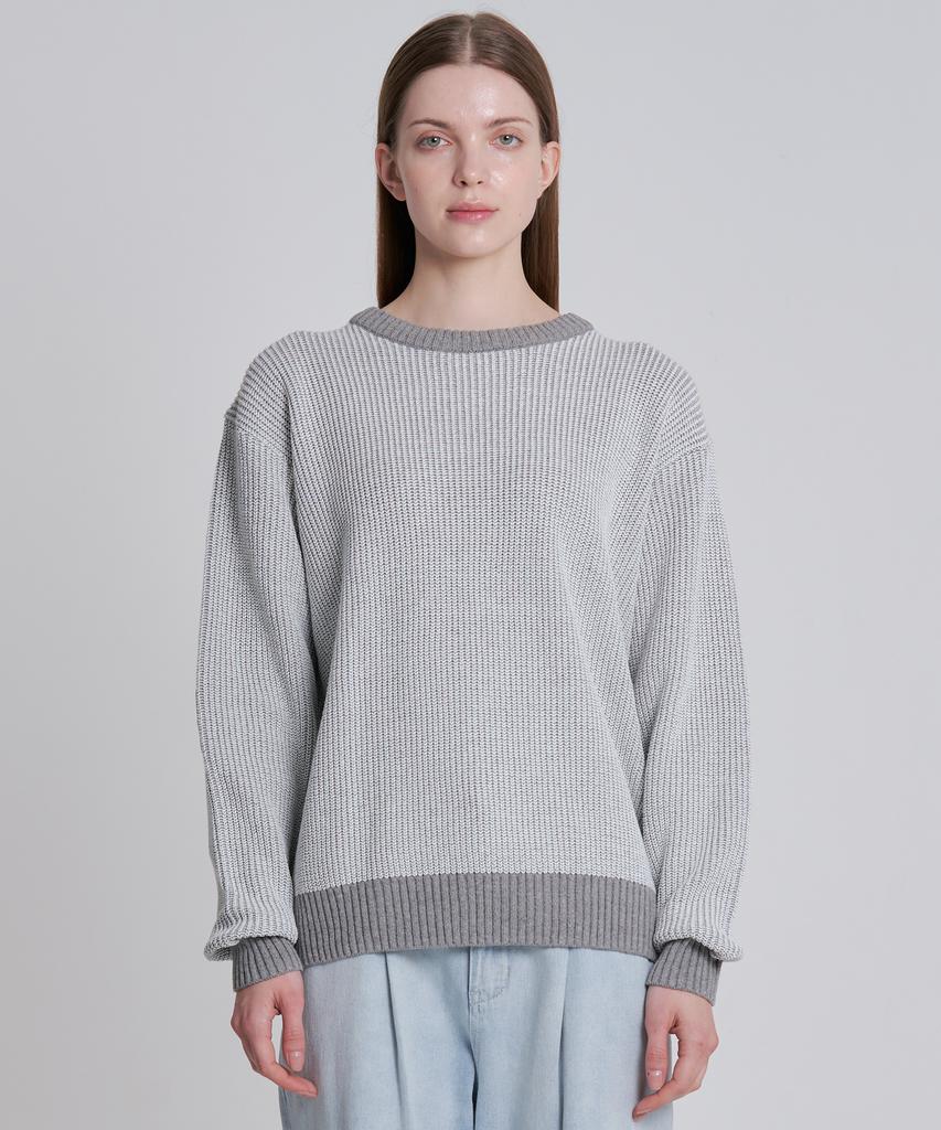 ZENSAI Double-Water Crewneck Knit Gray