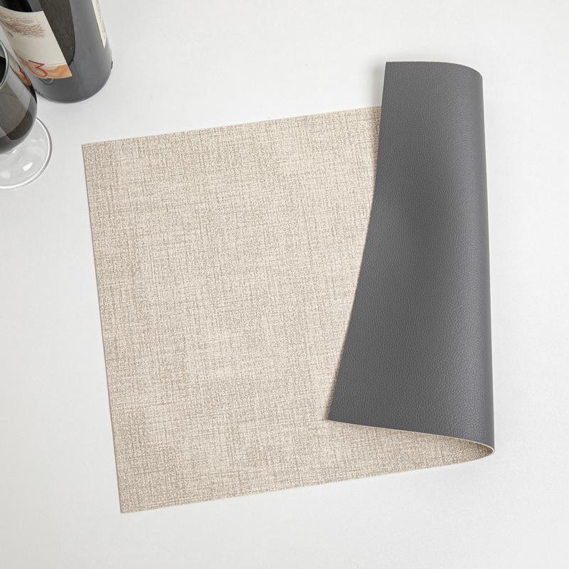 Popular hot-selling leather placemat thermal insulation mat dining table vegetable mat coaster carbon fiber cloth pattern lychee pattern