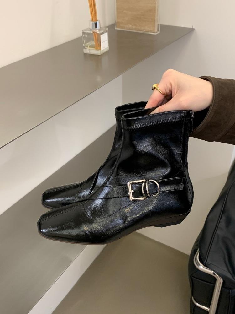 Belt buckle short boots women's autumn and winter new comfortable niche thin boots temperament fashion boots