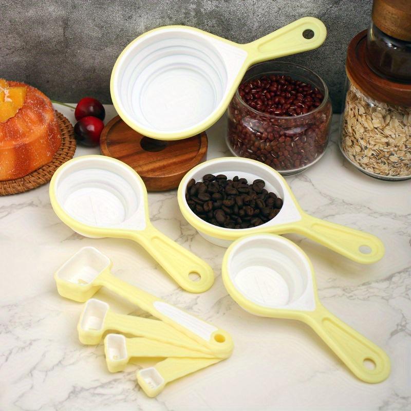 8pcs Collapsible Silicone Measuring Cup And Spoon Set, 4pcs Expandable Measuring Cup And Spoon Set, Food-Grade Baking Tools.