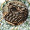 D Retro Metal Sign Vintage Typewriter Print Round Wall Art Decor for Hotel Restaurant Bedroom Home