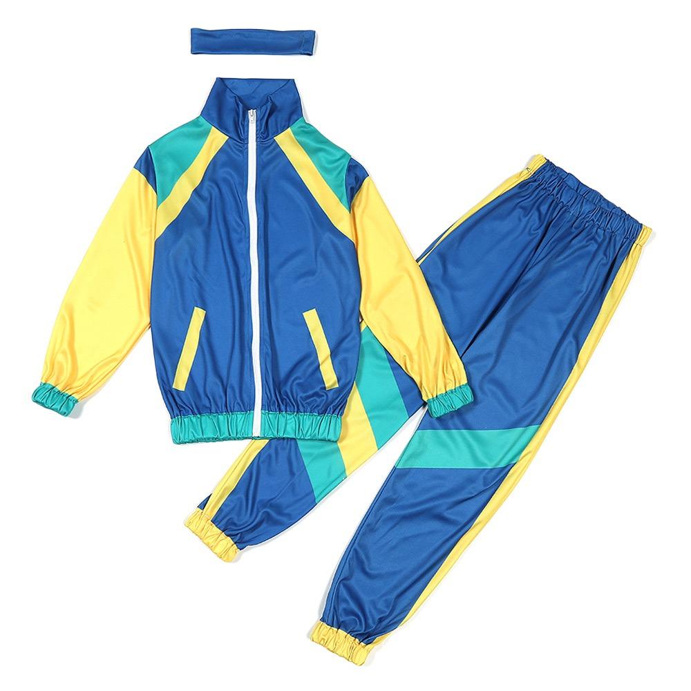 

3Pcs/Set Hippie 80s Tracksuit Carnival Party Hip Hop Costume 70s Disco Costume Kids Boys Girls L синий