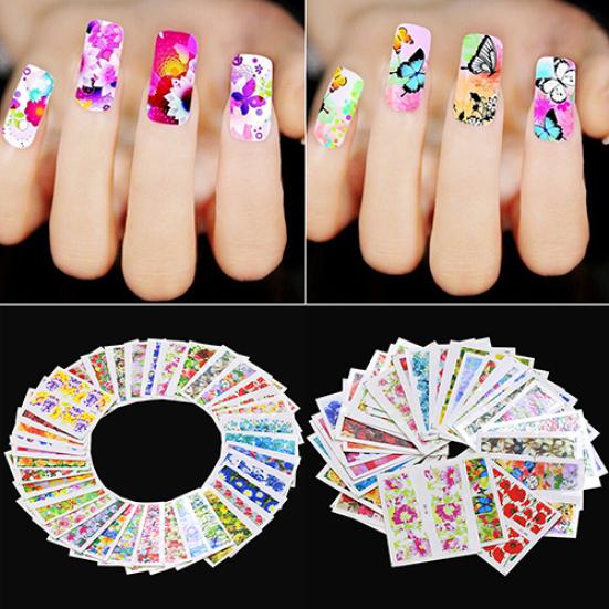50 ark vannmerkeklistremerker Midlertidige tatoveringer DIY Nail Art Tips Manikyrdekaler