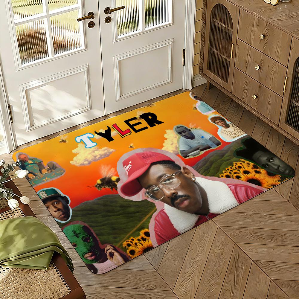 The Cool T-tyler Creator Floor Mat Soft Thickened Absorbent Non-Slip Bedroom Living Room Door Mat Home Decor Flannel Rugs