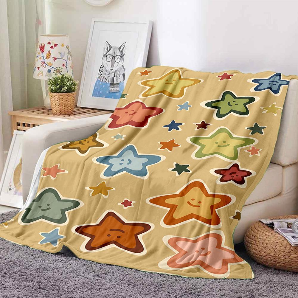 1pc Starry Night Colorful Print Blanket   Lightweight Flannel Throw Blanket For Sofa, Bed, Living Room, Office, Outdoor Travel, Camping