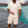 Men's Summer Color Short Sleeve Button Lapel Shirt Shorts Set