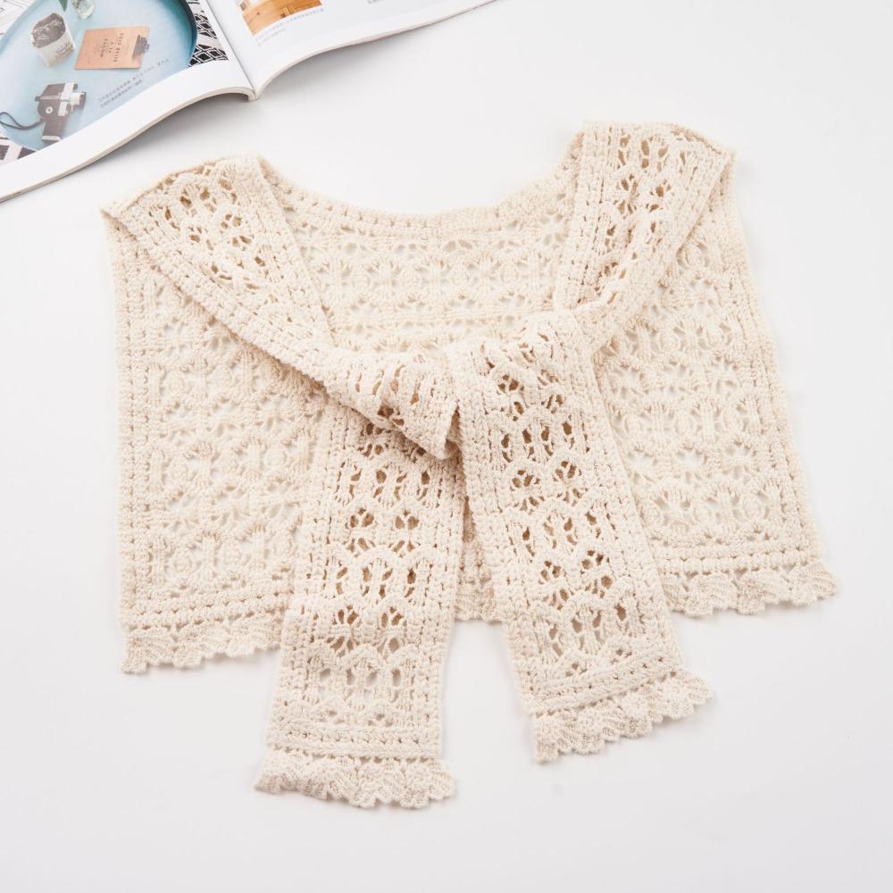 

Thicken Ponchos Capes Warm Crochet Shawl New Triangular Shawl Beige 2