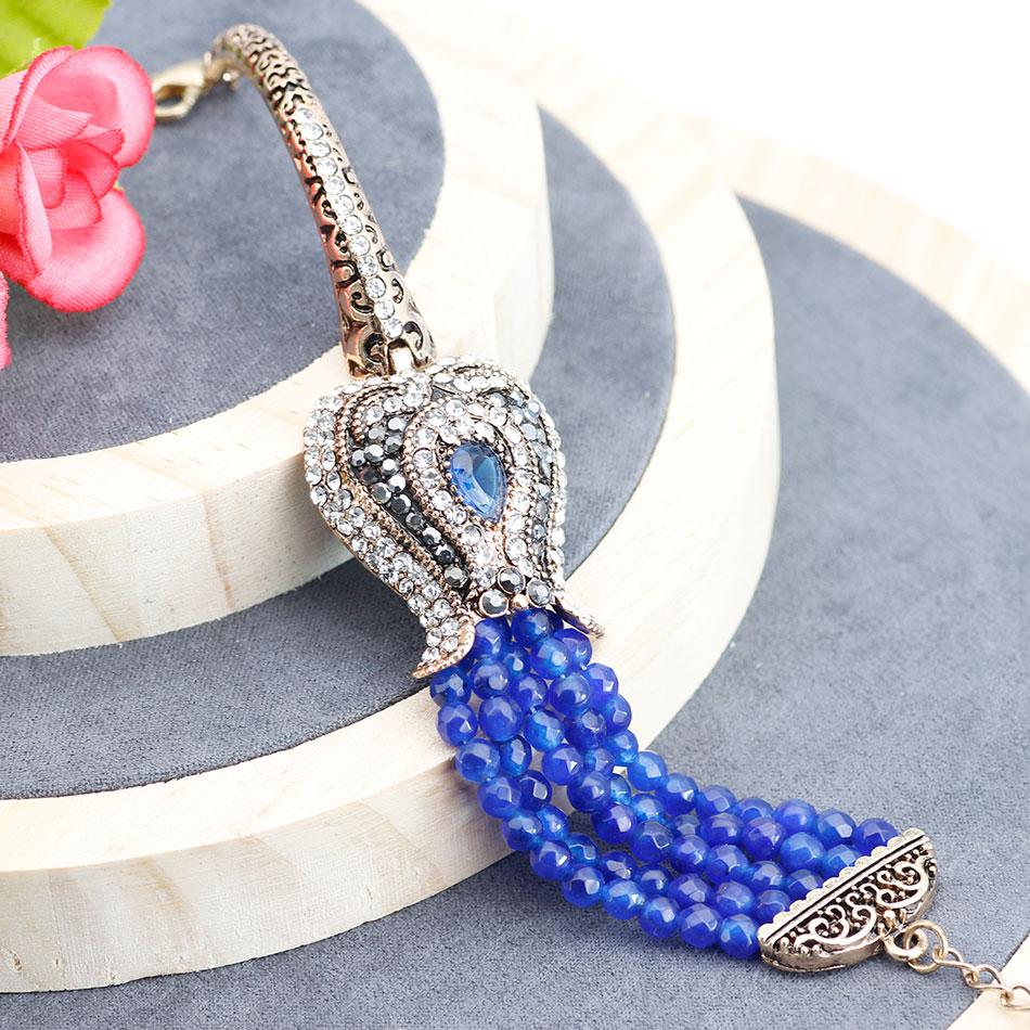 Nouveau Bracelet Chaîne Perles Pierre Naturelle Turque Femmes Vintage Bohème Bijoux Couleur Or Antique Cristal Mariage Amour Bracelets