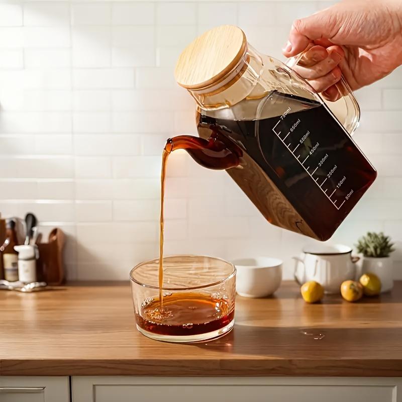 1pc, Glass Oil Bottle, Leakproof Oil Jug, Vinegar Bottle, Storage Container for Kitchen Condiments Outdoor BBQ Picnic, Kitchen Supplies Oil Bottle