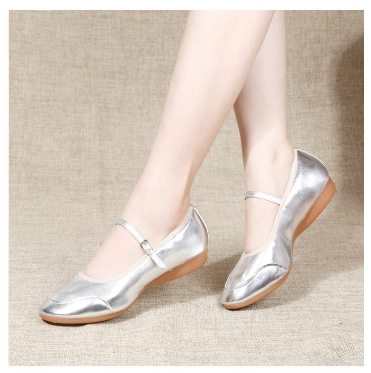 [Gengzee] Women's Dance Shoes, Social Dance Shoes, Ladies' Modern Latin Shoes, Adult Jazz Dance Shoes, Women's Dance Sneakers, Dance Shoes, Silver, 23