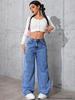 Women's High Waist Wide Leg Jeans - Sweet & Spicy Style, Casual, Loose, Long Pants, Bestseller