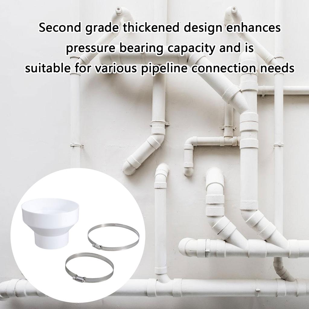 Sturdy Plastic Exhaust Hose Adapters Converts 150 Mm To 100 Mm with Metal Clamps Accessory for Efficient Ventilation
