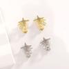 Shimmering Zircon Star Ear Clips Women Cuff Earrings Easy to Wear Copper Texture Suitable for Daily Wear and Parties