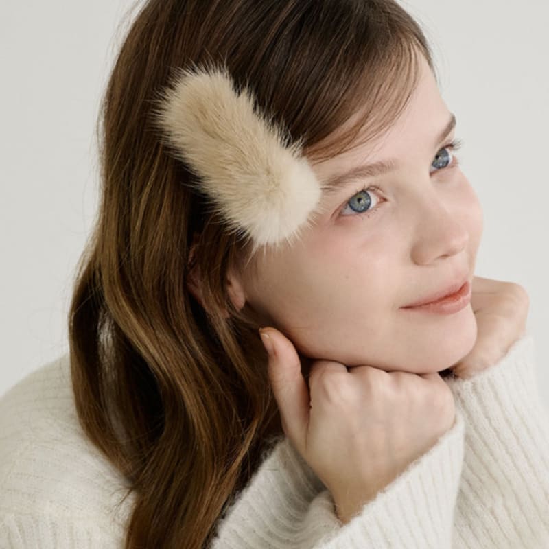 

NUOY Soft Mink Fur Hairpin (4 Colors) gray